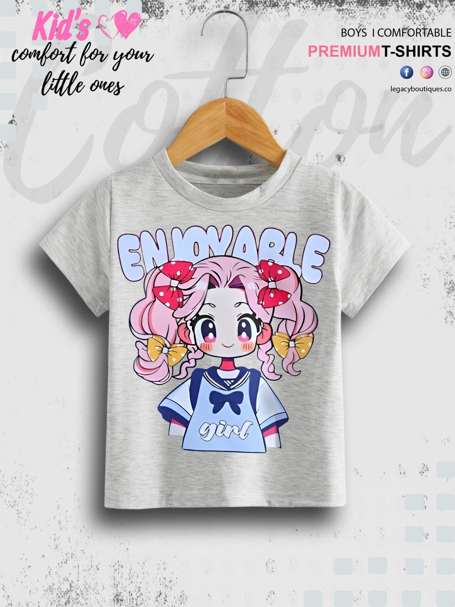 Cute Enjoyble Girl Print Short Sleeve Girly T-Shirt Legacy Boutiques Legacy Boutiques