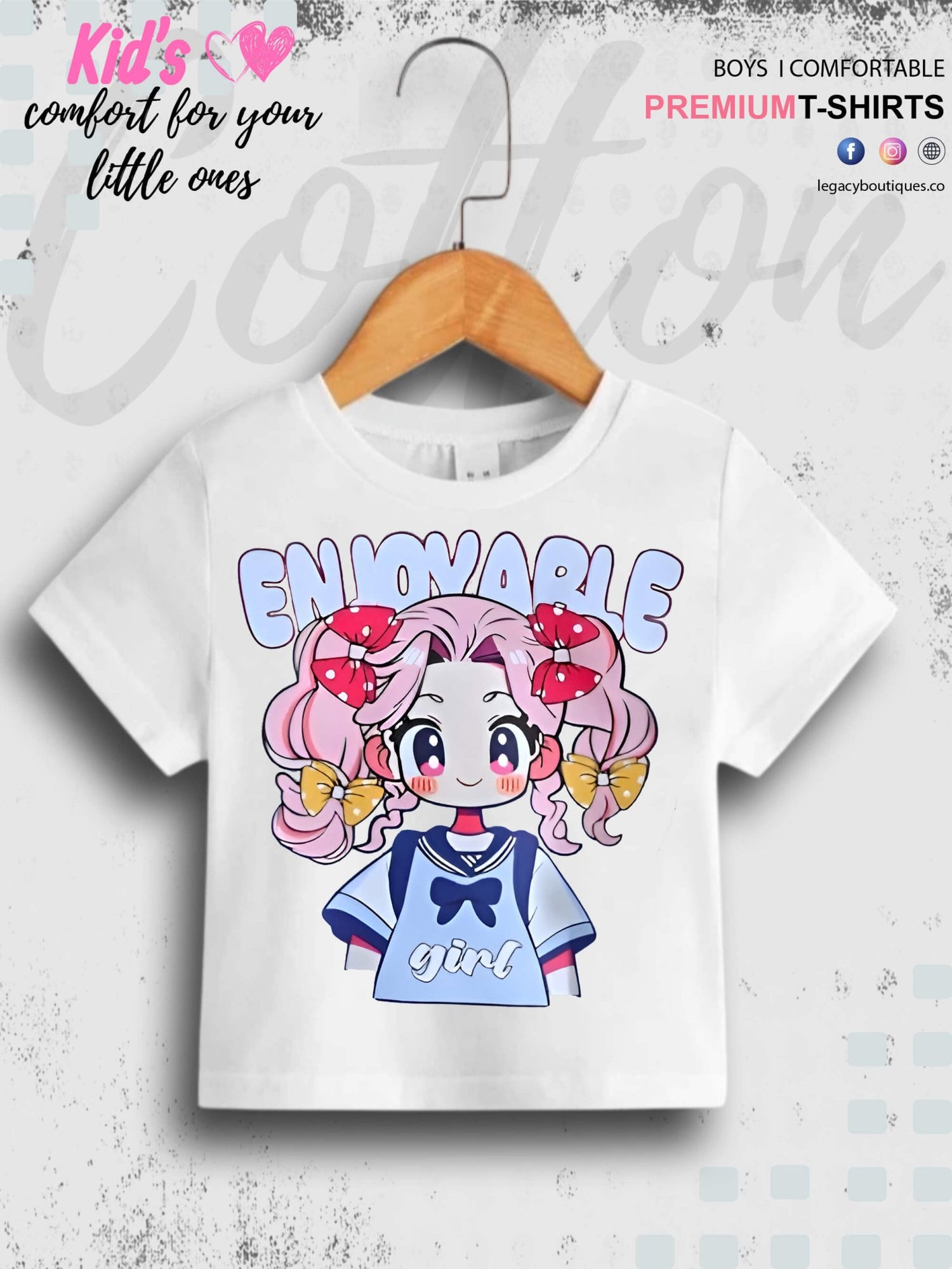 Cute Enjoyble Girl Print Short Sleeve Girly T-Shirt Legacy Boutiques Legacy Boutiques