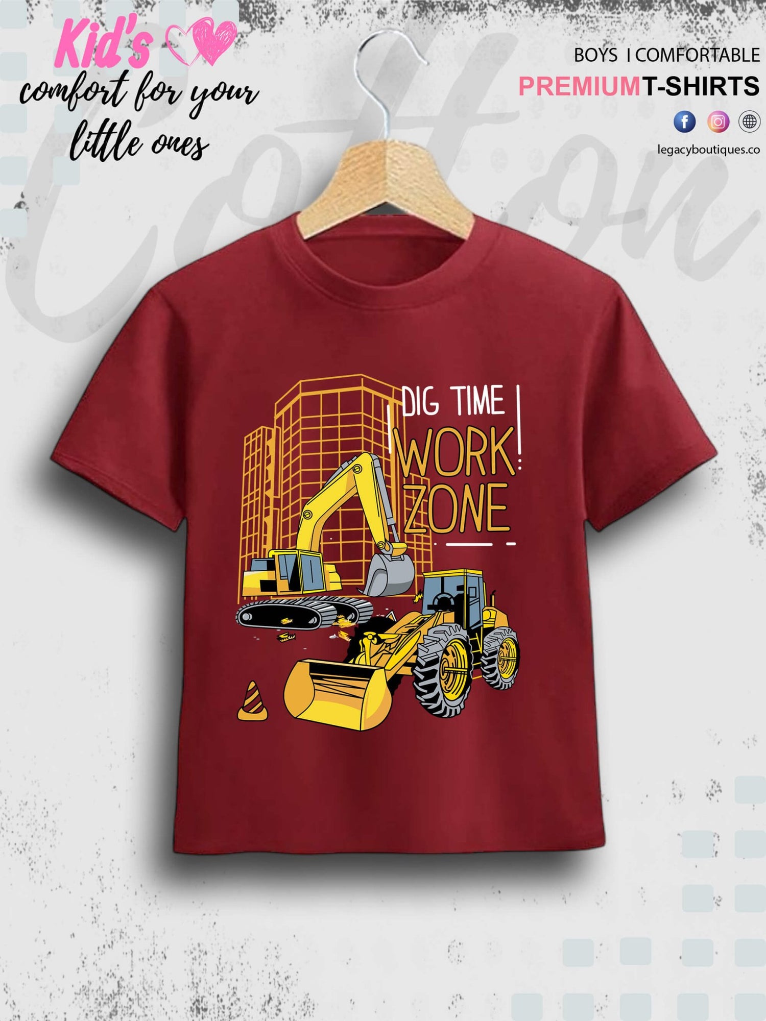 Dig Time Work Print 1 To 11 Year Kids Boys Summer Time T-Shirt In Cheapest Price Only In Dhaka Legacy Boutiques Legacy Boutiques