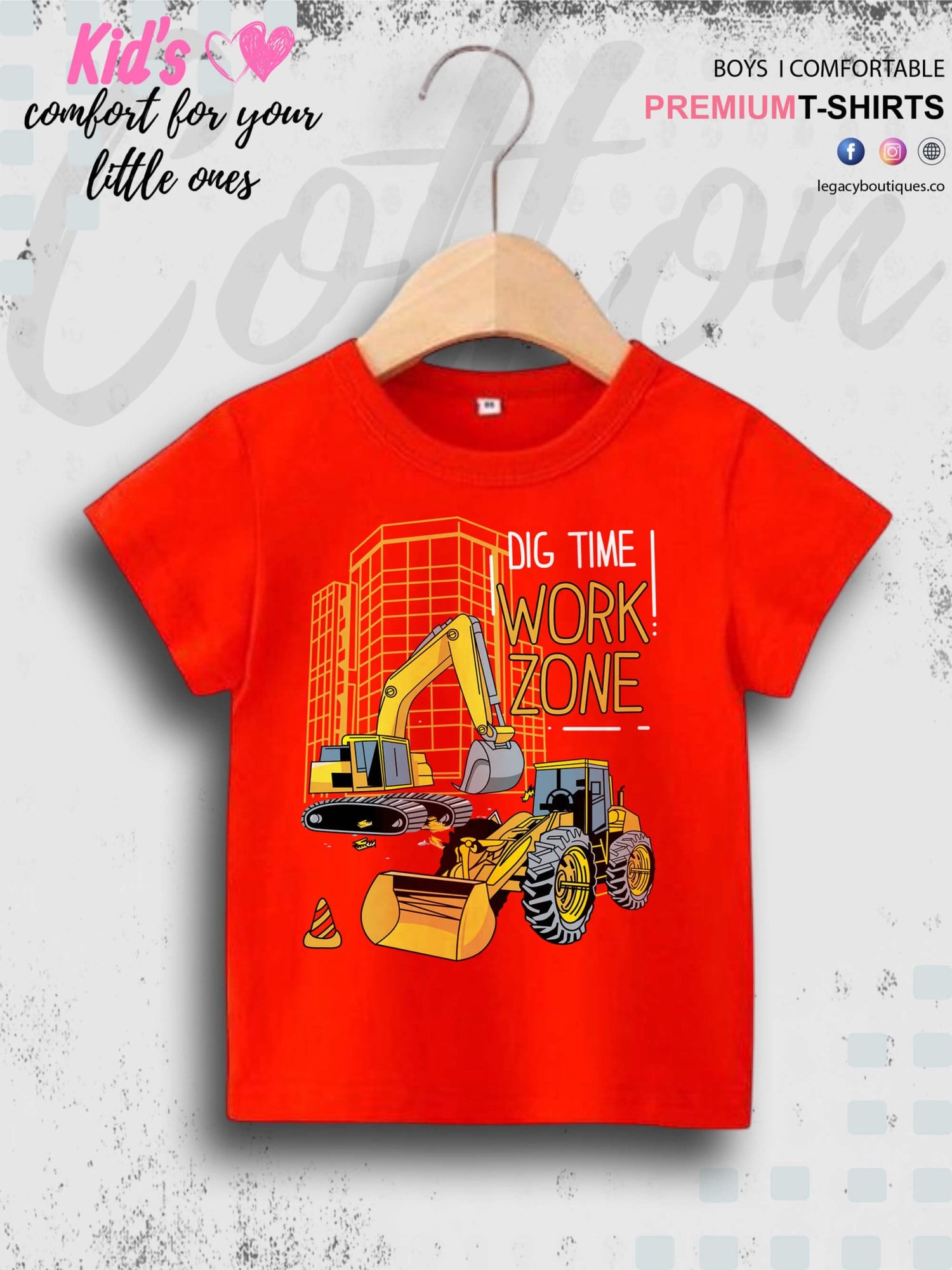 Dig Time Work Print 1 To 11 Year Kids Boys Summer Time T-Shirt In Cheapest Price Only In Dhaka Legacy Boutiques Legacy Boutiques