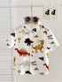 Dinosaur Print Short Sleeve Button Front Shirt For Toddler Boy School - Aged Boy Legacy Boutiques Legacy Boutiques