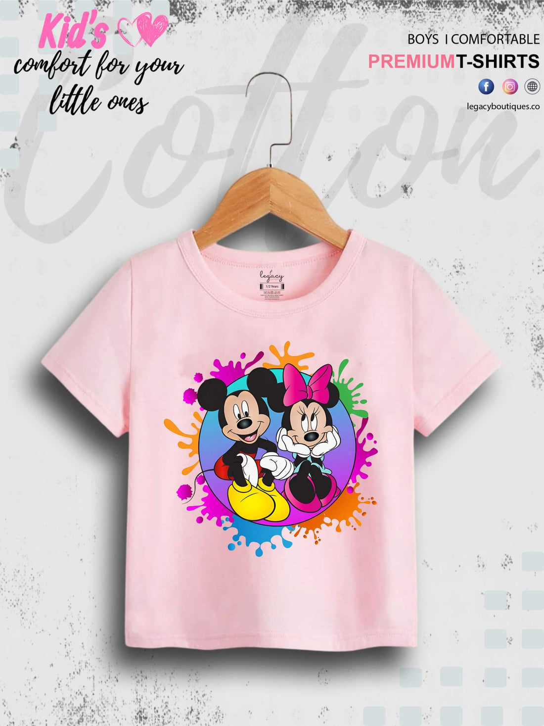 Disney Little Mickey And Minnie Cartoon Printed Casual 1 To 11 Year Kids Boys Summer Time T-Shirt In Lowest Price Only In BD Legacy Boutiques Legacy Boutiques