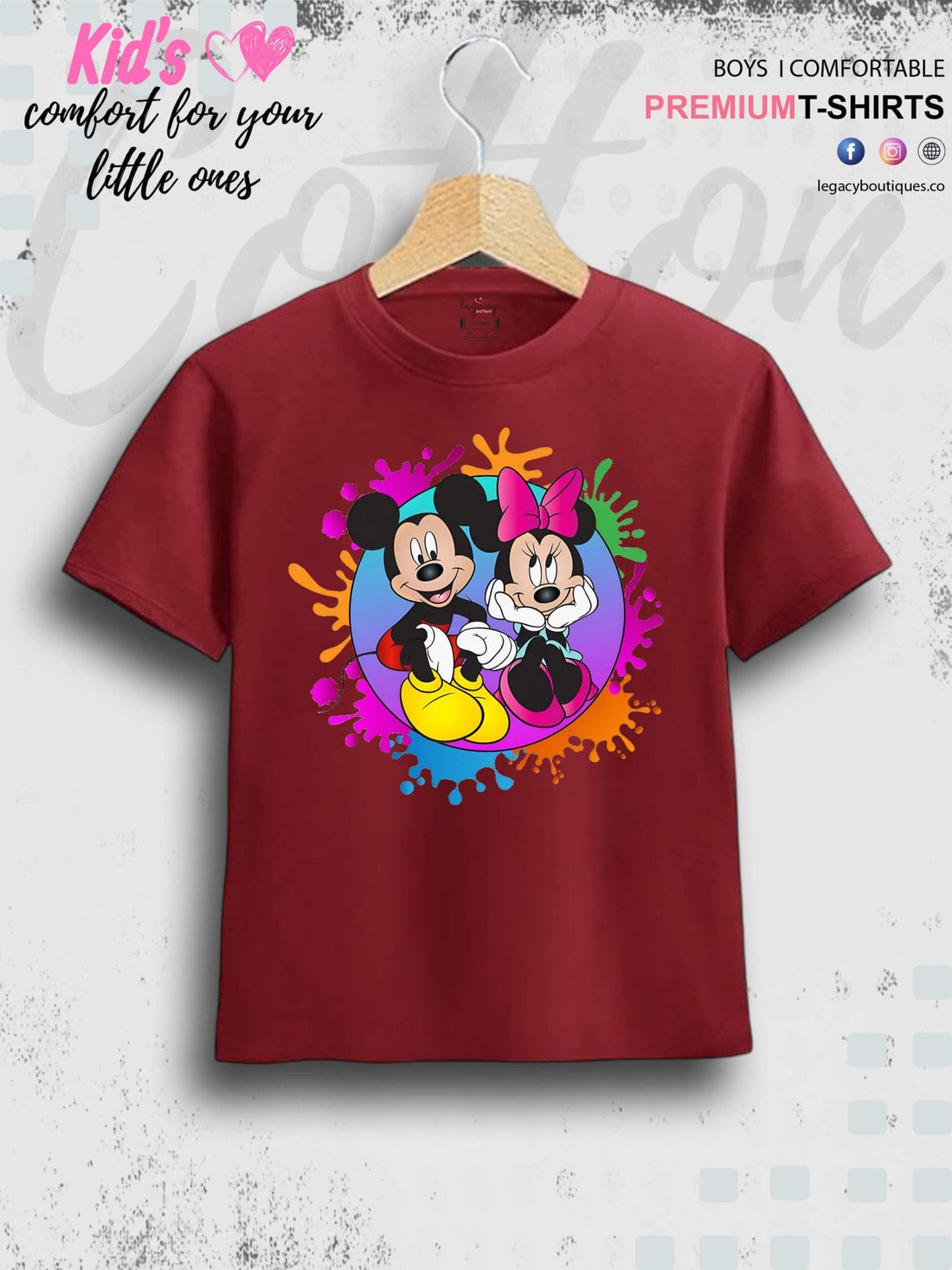 Disney Little Mickey And Minnie Cartoon Printed Casual 1 To 11 Year Kids Boys Summer Time T-Shirt In Lowest Price Only In BD Legacy Boutiques Legacy Boutiques