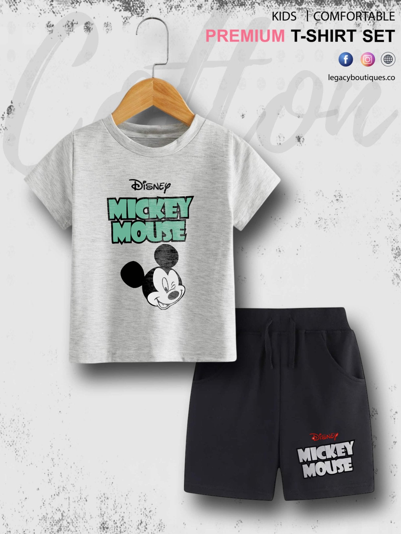 Disney Mickey Mouse Print 6 Month To 6 Year Summer Time Baby &amp; Kids Super Comfy T-shirt Set Legacy Boutiques Legacy Boutiques