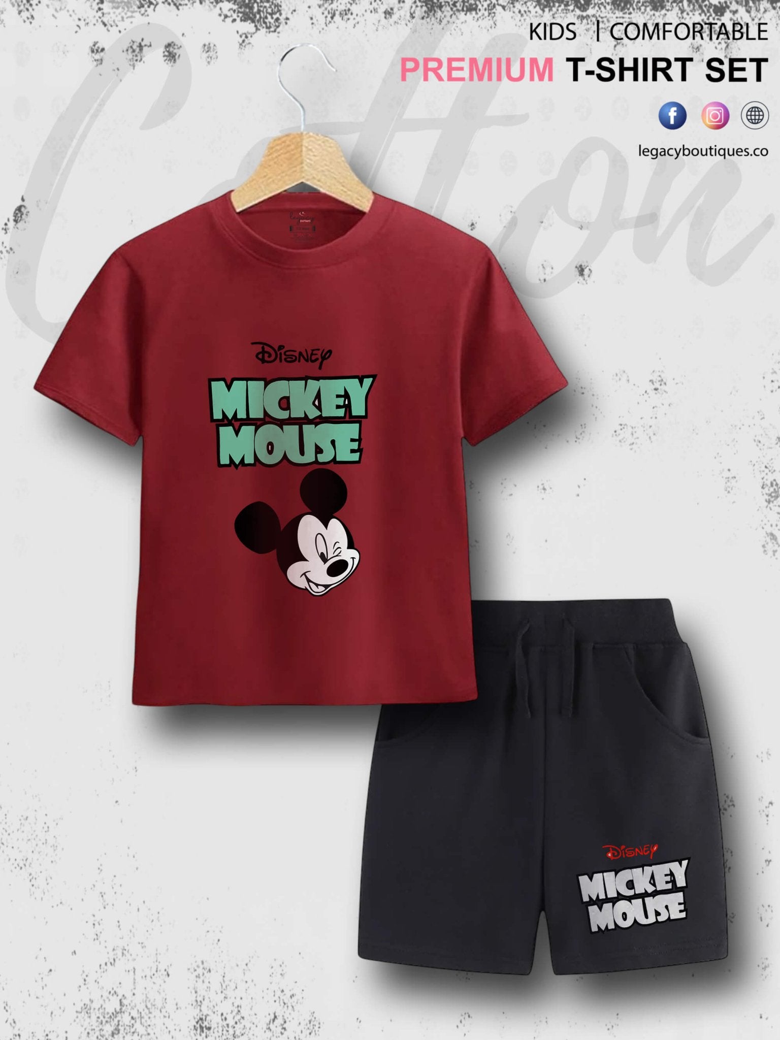 Disney Mickey Mouse Print 6 Month To 6 Year Summer Time Baby &amp; Kids Super Comfy T-shirt Set Legacy Boutiques Legacy Boutiques