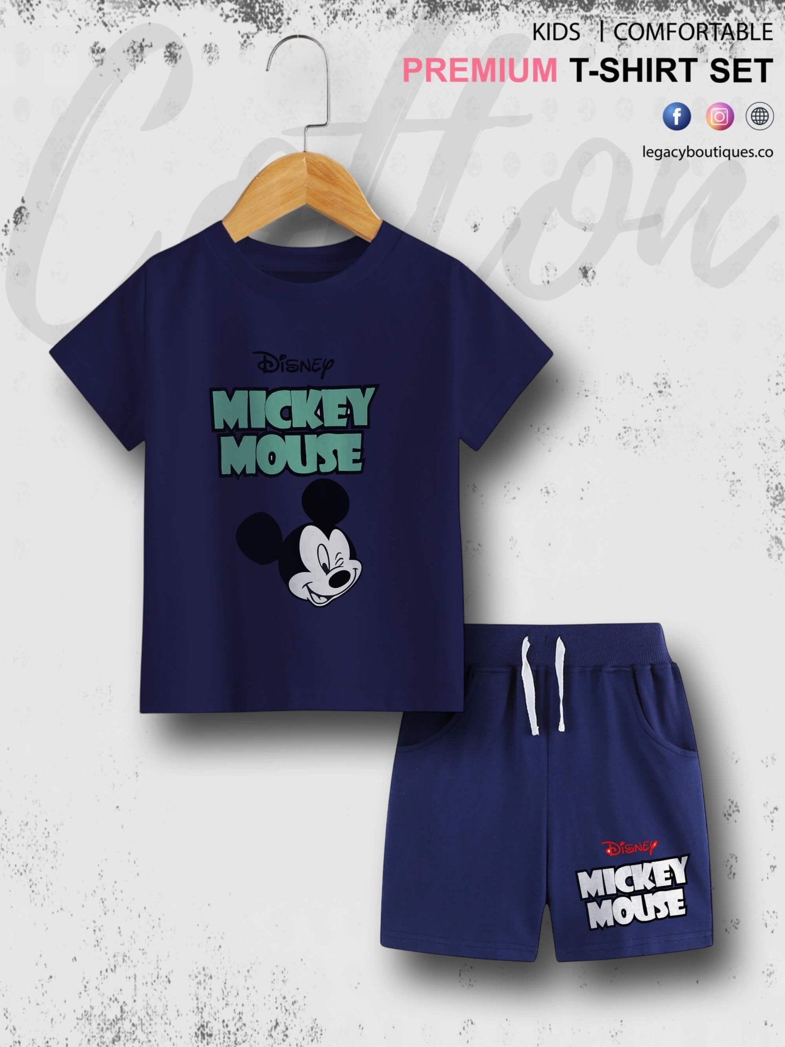 Disney Mickey Mouse Print 6 Month To 6 Year Summer Time Baby &amp; Kids Super Comfy T-shirt Set Legacy Boutiques Legacy Boutiques