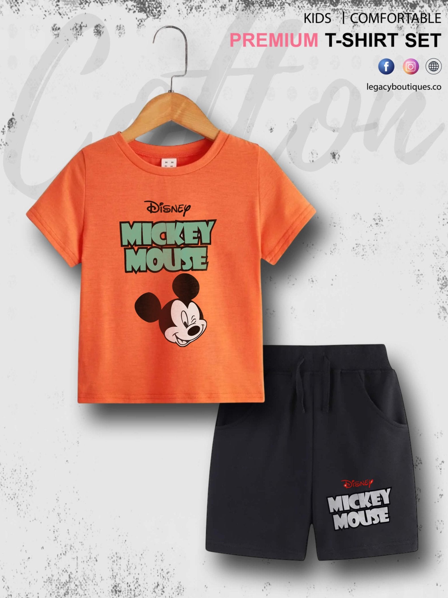 Disney Mickey Mouse Print 6 Month To 6 Year Summer Time Baby &amp; Kids Super Comfy T-shirt Set Legacy Boutiques Legacy Boutiques