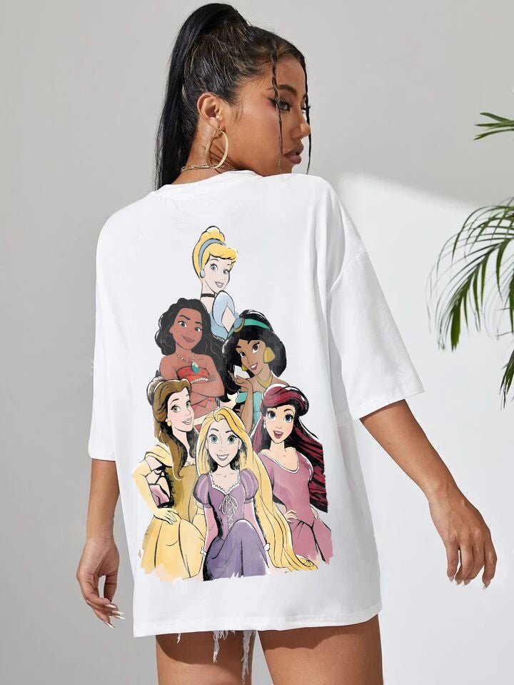 Disney Princess Squad Graphic Printed Womens Drop Shoulder T-shirt Legacy Boutiques Bangladesh Legacy Boutiques Legacy Boutiques