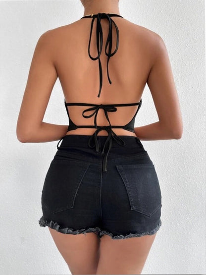 Draped Neck Tie Backless Halter Top Legacy Boutiques Legacy Boutiques