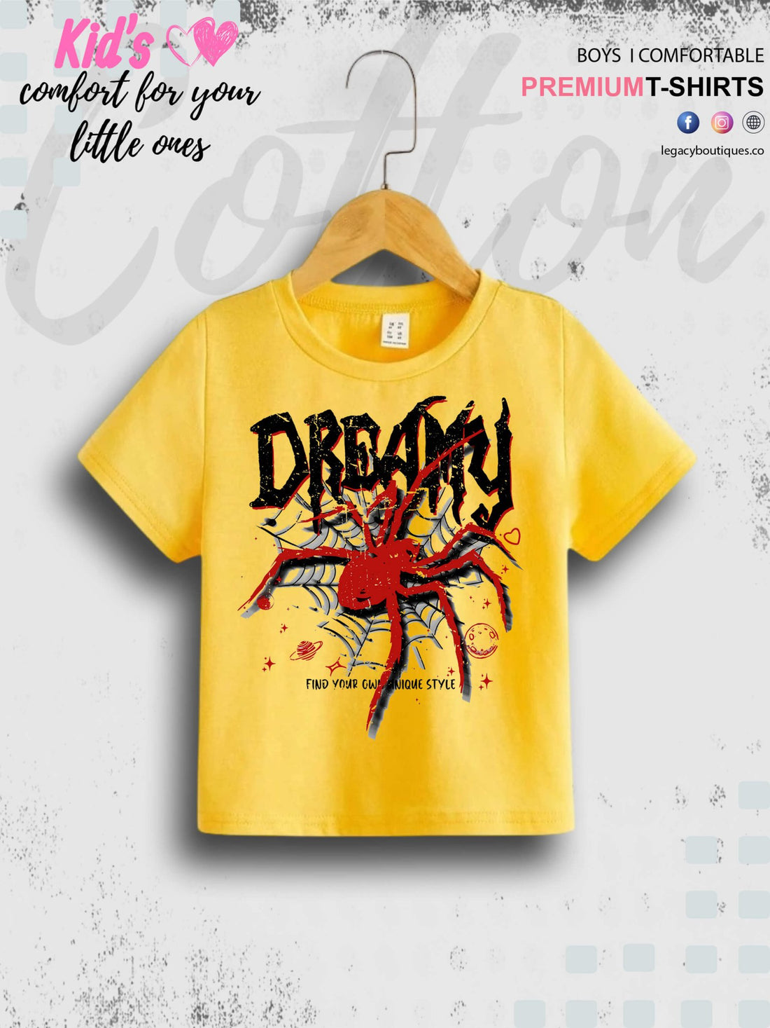 Dreamy Spider Print 1 To 11 Year Kids Boys Summer Time T-Shirt In Lowest Price Only In Dhaka Legacy Boutiques Legacy Boutiques