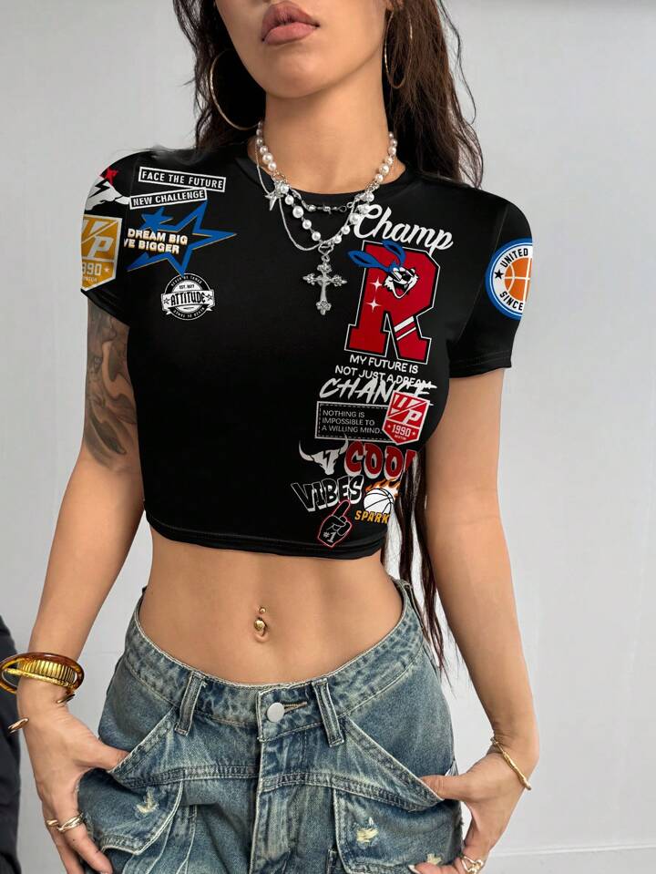 EZwear Casual Sports Printed Crop Top Legacy Boutiques Legacy Boutiques