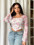 Floral Printed Square Neck Ruched Crop Top Legacy Boutiques Legacy Boutiques