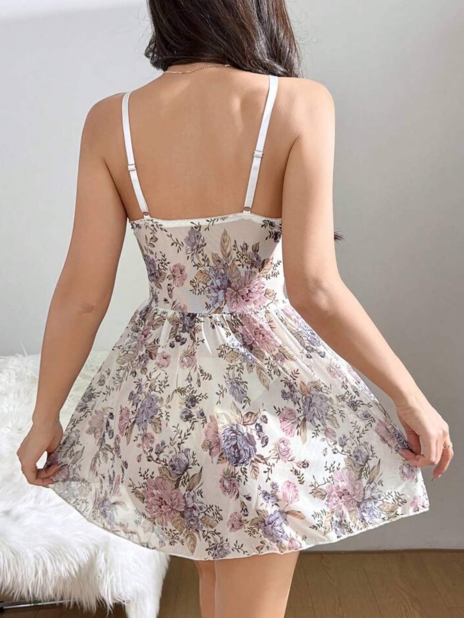 Floral Transparent Short White Night Dress Legacy Boutiques Legacy Boutiques