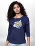 Flower Printed 4 Quarter Sleeve T _Shirt Legacy Boutiques Legacy Boutiques