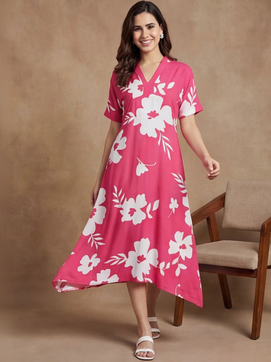 Flower Printed Womens A Line Neck Kurti Dress Legacy Boutiques Legacy Boutiques