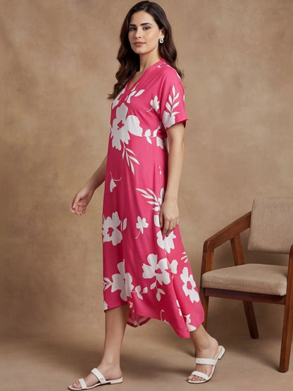 Flower Printed Womens A Line Neck Kurti Dress Legacy Boutiques Legacy Boutiques