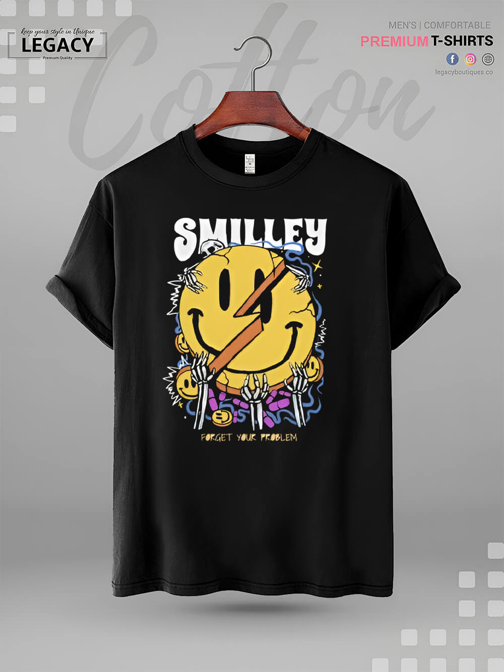 Forget Your Problem &amp; Smile Printed Men&