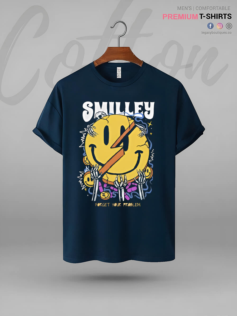 Forget Your Problem &amp; Smile Printed Men&