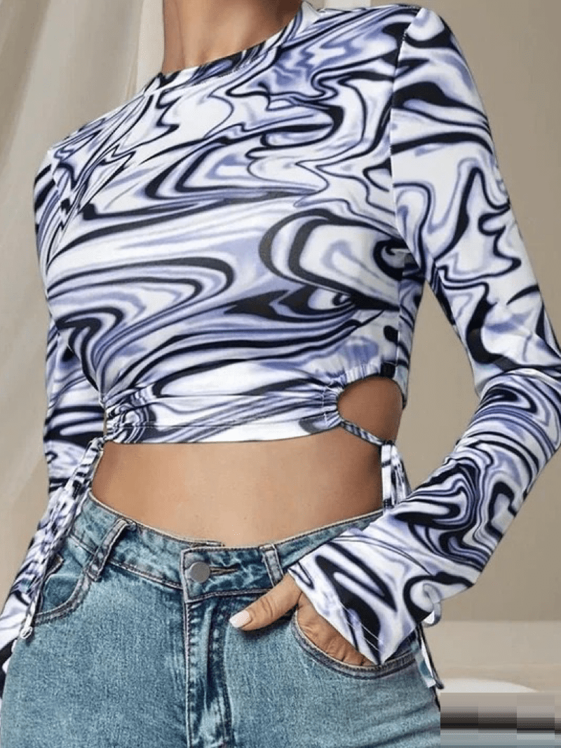 Full Sleeve Tie - Side Cutout Crop Top Legacy Boutiques Legacy Boutiques