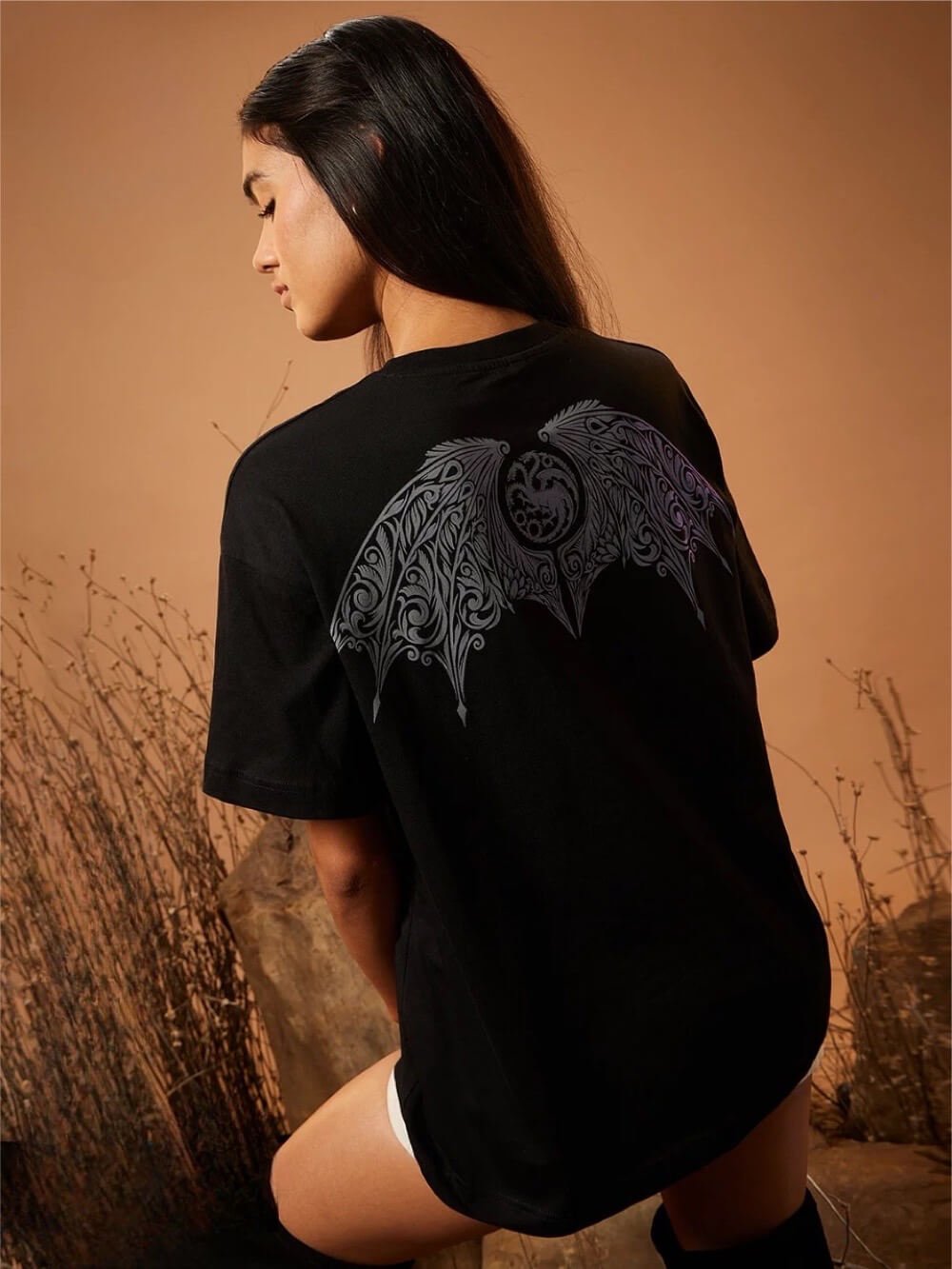 Game Of Thrones House Of Dragon Fire and Blood Printed Cheap Price High Quality Womens Drop Shoulder T shirt Legacy Boutiques Dhaka Legacy Boutiques Legacy Boutiques