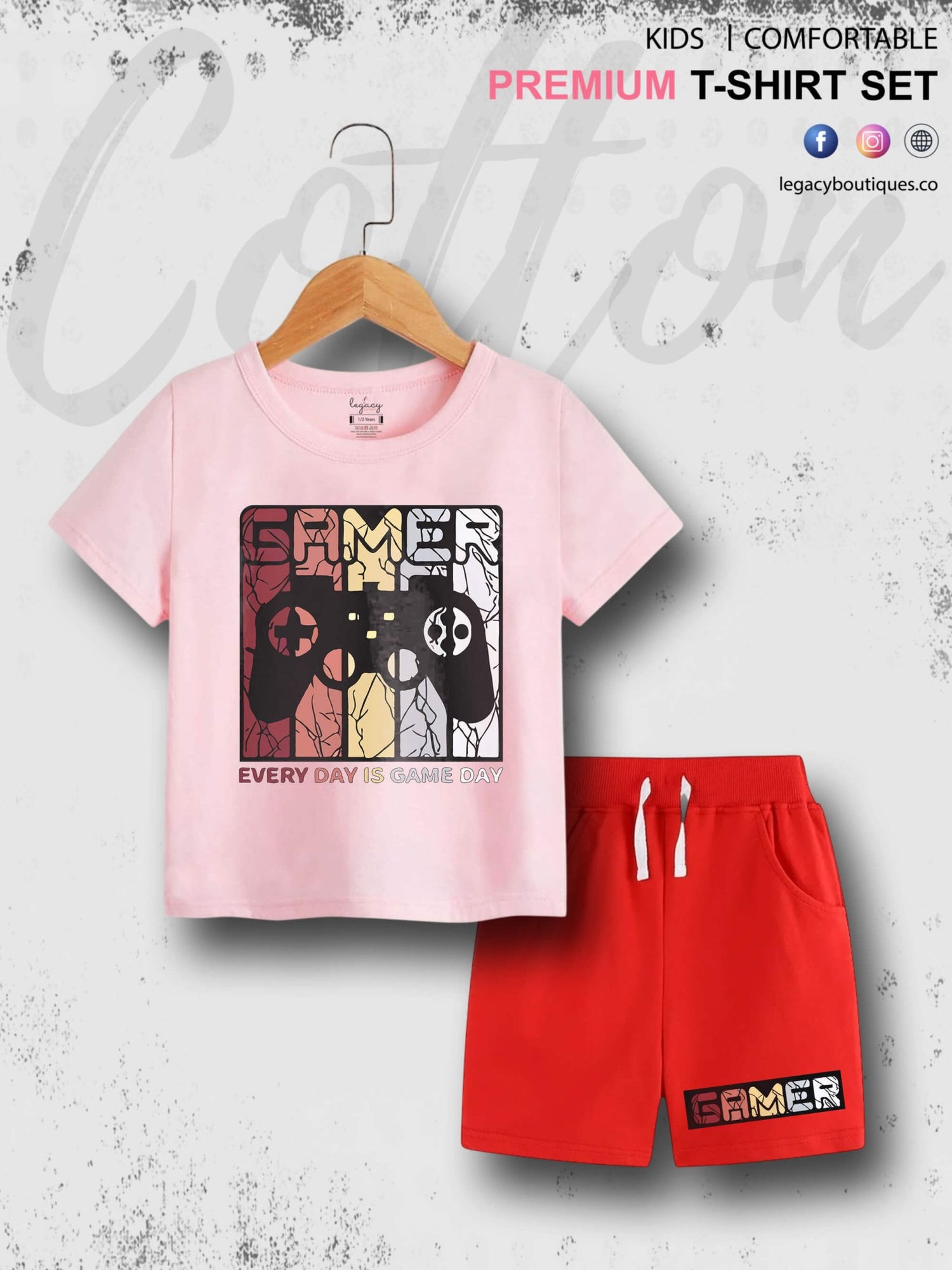 Gamer Kids Casual 6 Month To 6 Year Summer Time Babies T-shirt Set Legacy Boutiques Legacy Boutiques