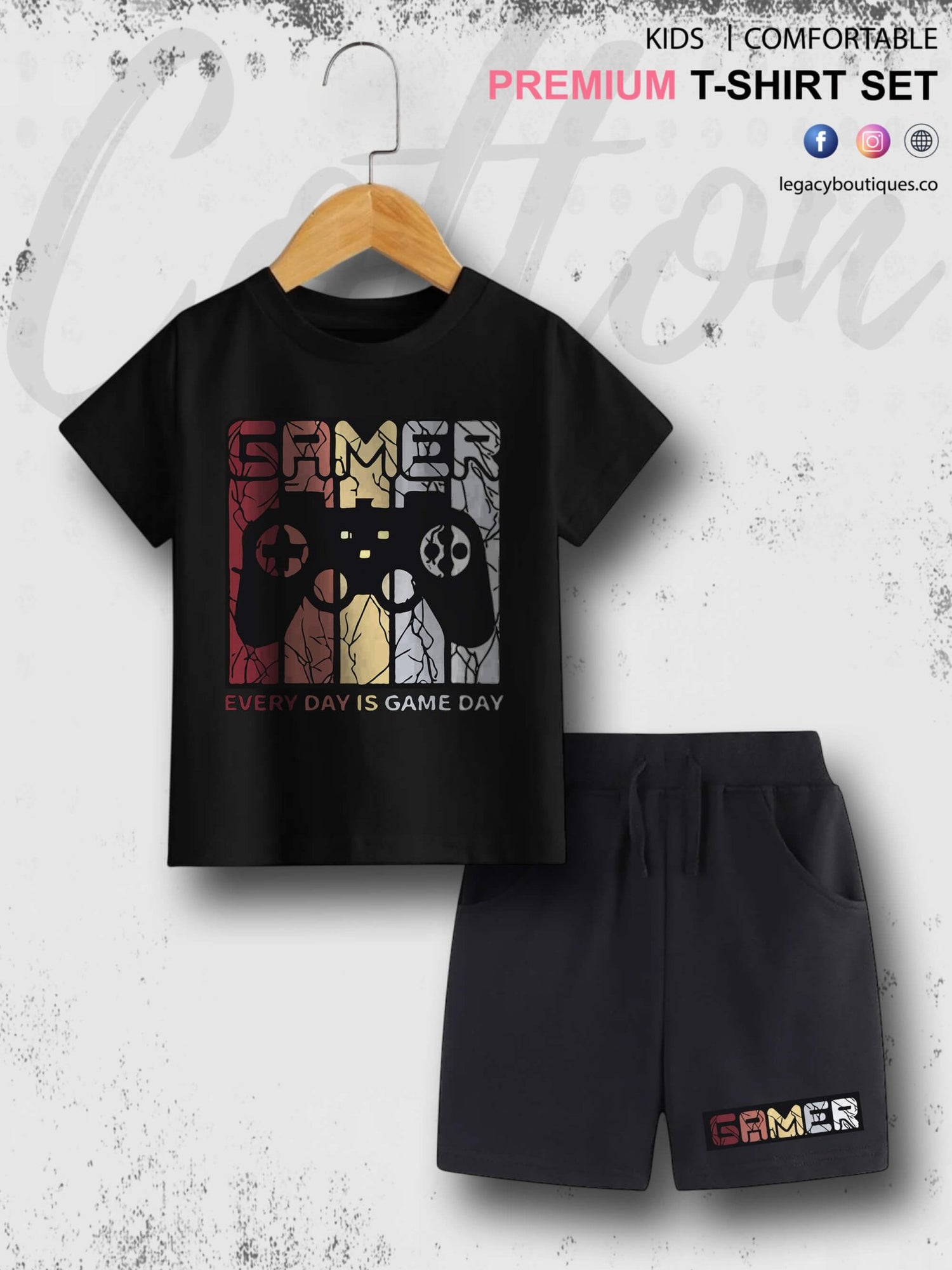 Gamer Kids Casual 6 Month To 6 Year Summer Time Babies T-shirt Set Legacy Boutiques Legacy Boutiques