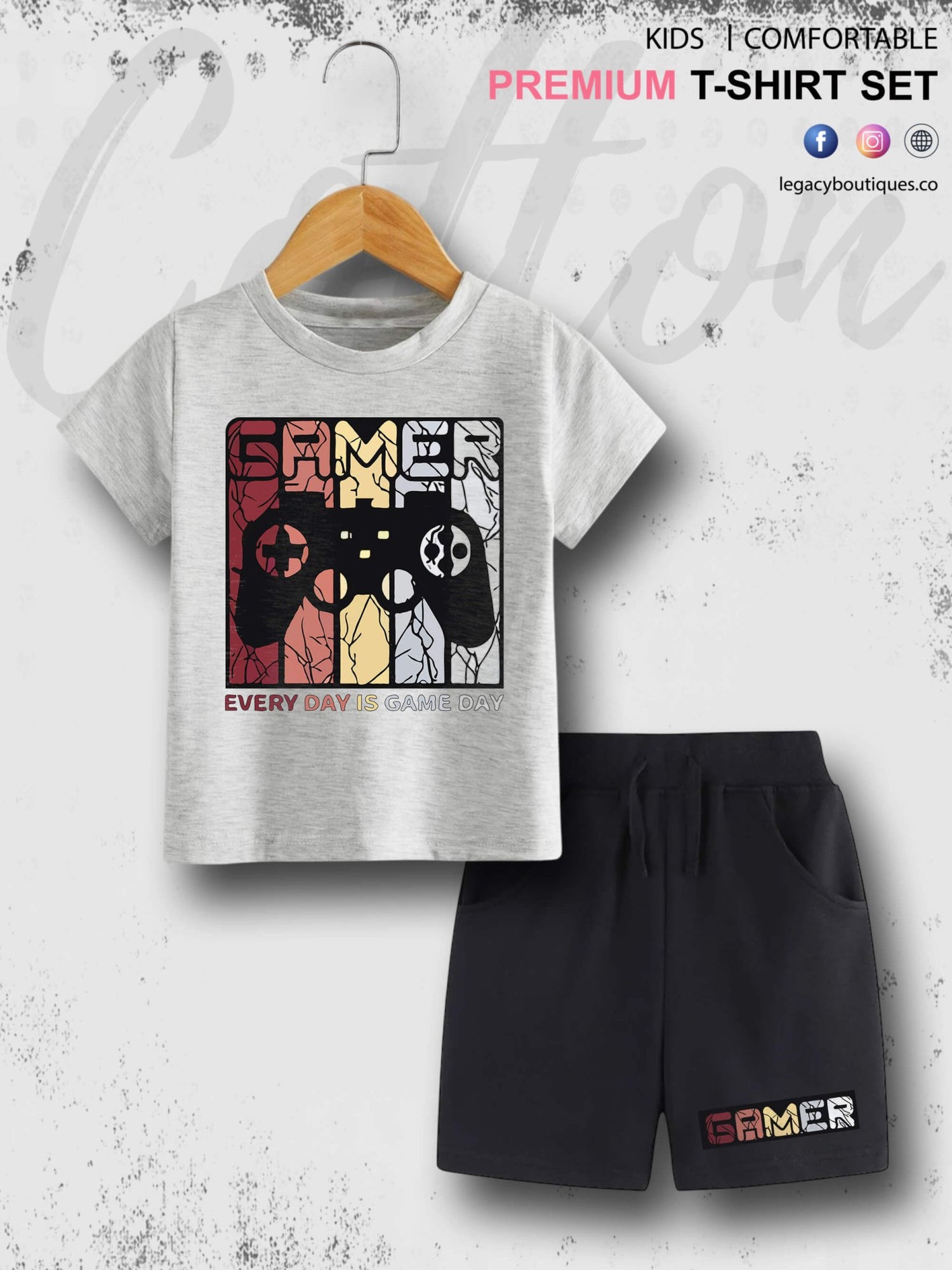 Gamer Kids Casual 6 Month To 6 Year Summer Time Babies T-shirt Set Legacy Boutiques Legacy Boutiques
