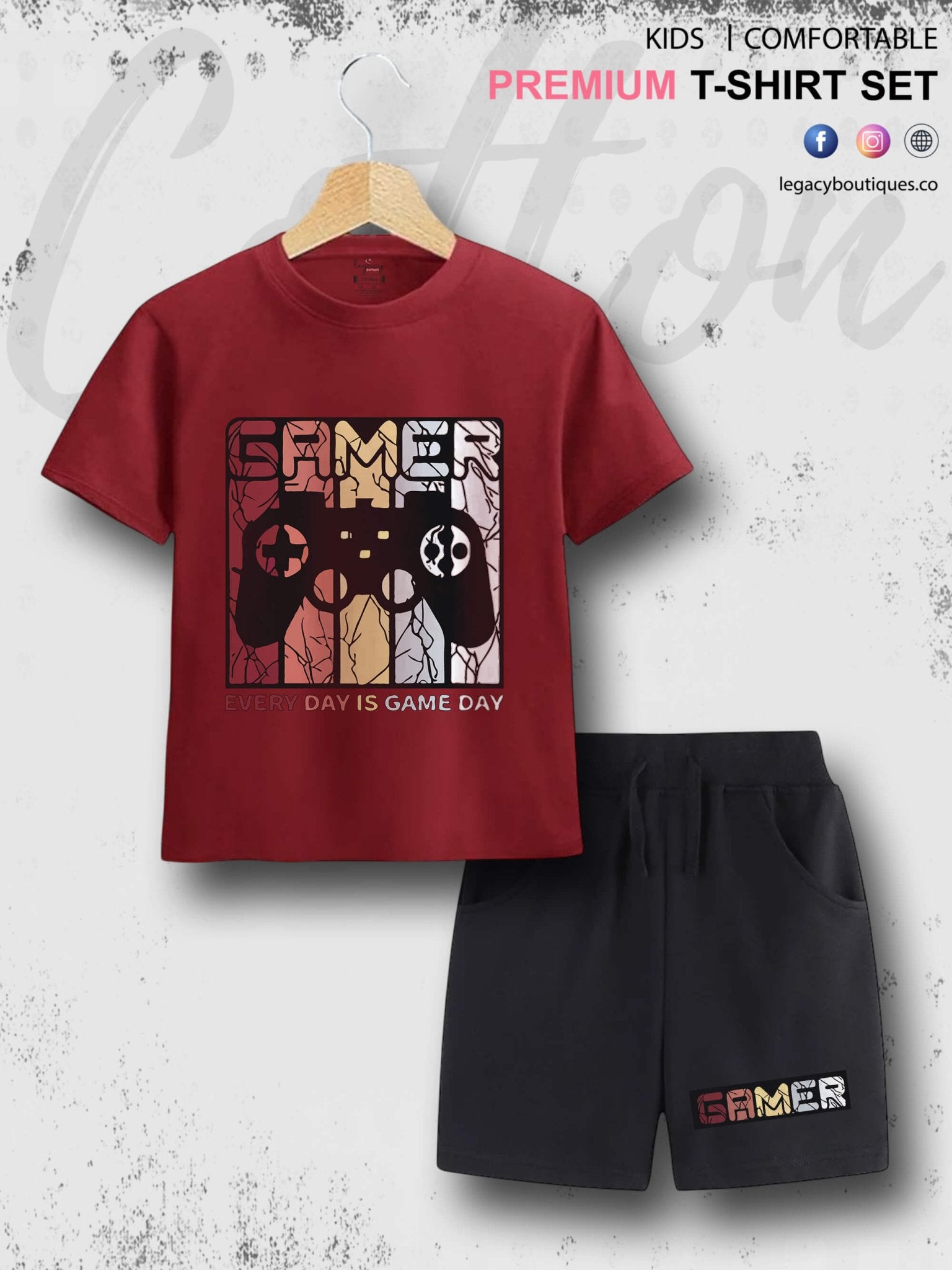 Gamer Kids Casual 6 Month To 6 Year Summer Time Babies T-shirt Set Legacy Boutiques Legacy Boutiques