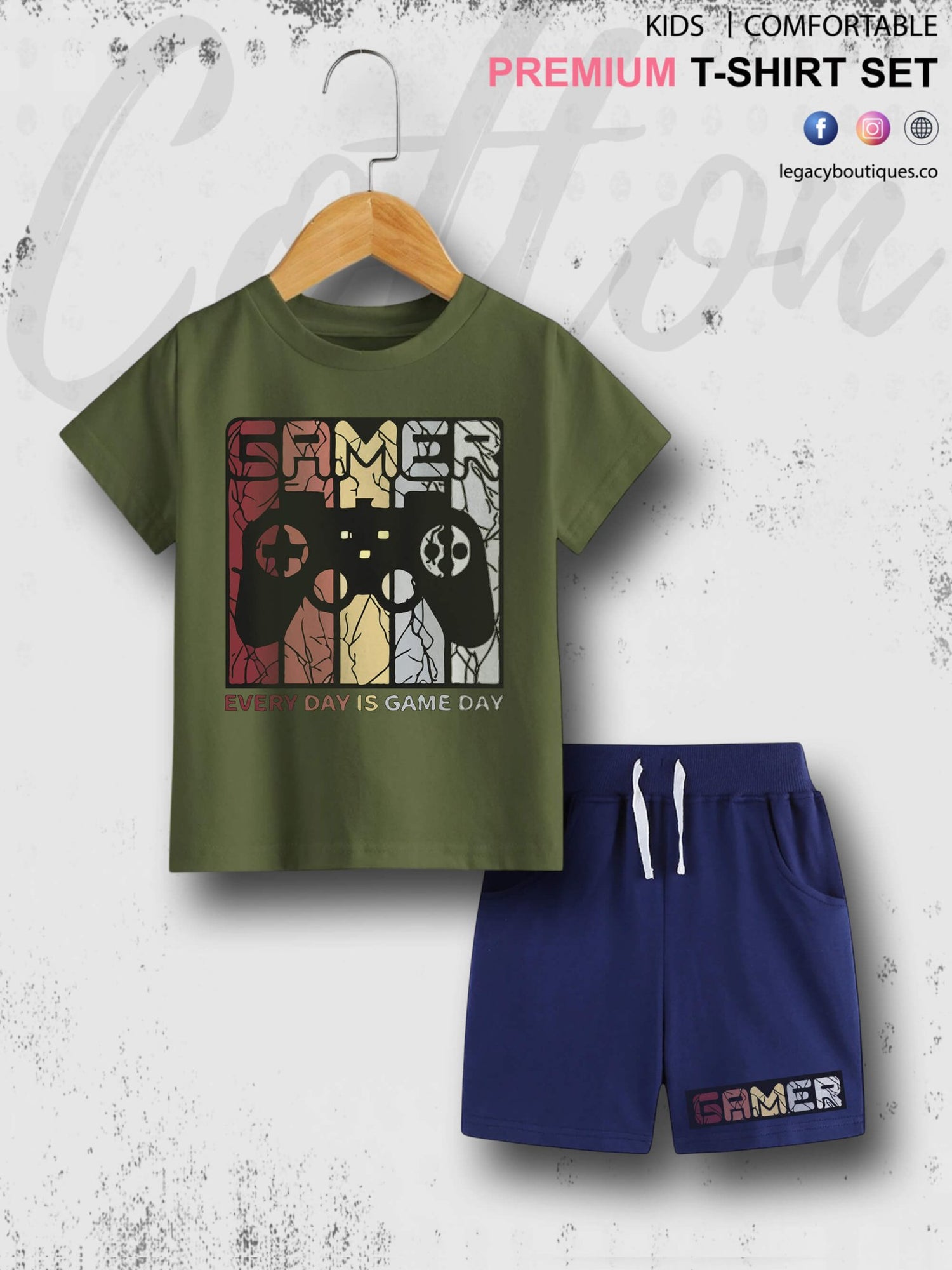 Gamer Kids Casual 6 Month To 6 Year Summer Time Babies T-shirt Set Legacy Boutiques Legacy Boutiques
