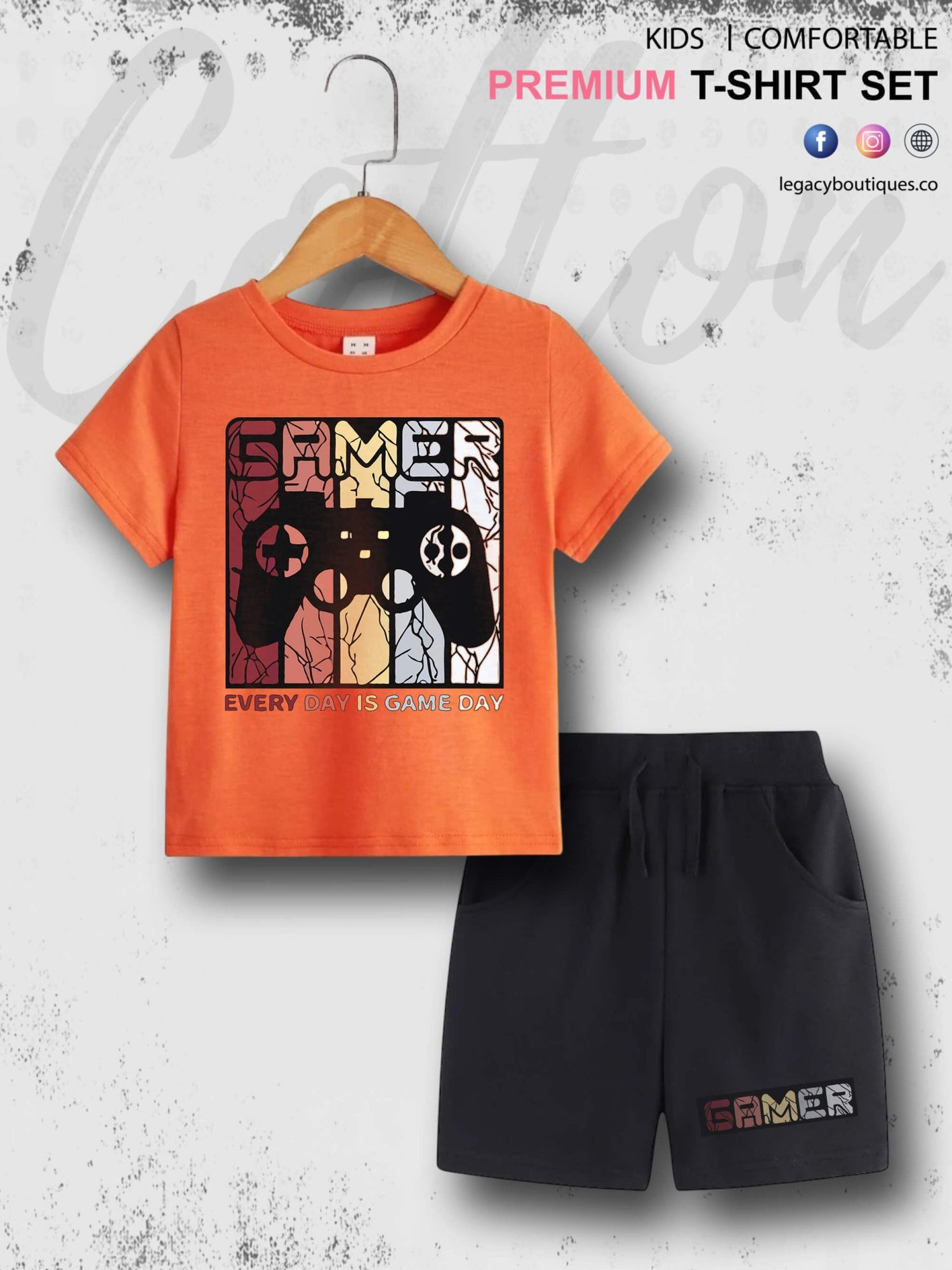 Gamer Kids Casual 6 Month To 6 Year Summer Time Babies T-shirt Set Legacy Boutiques Legacy Boutiques