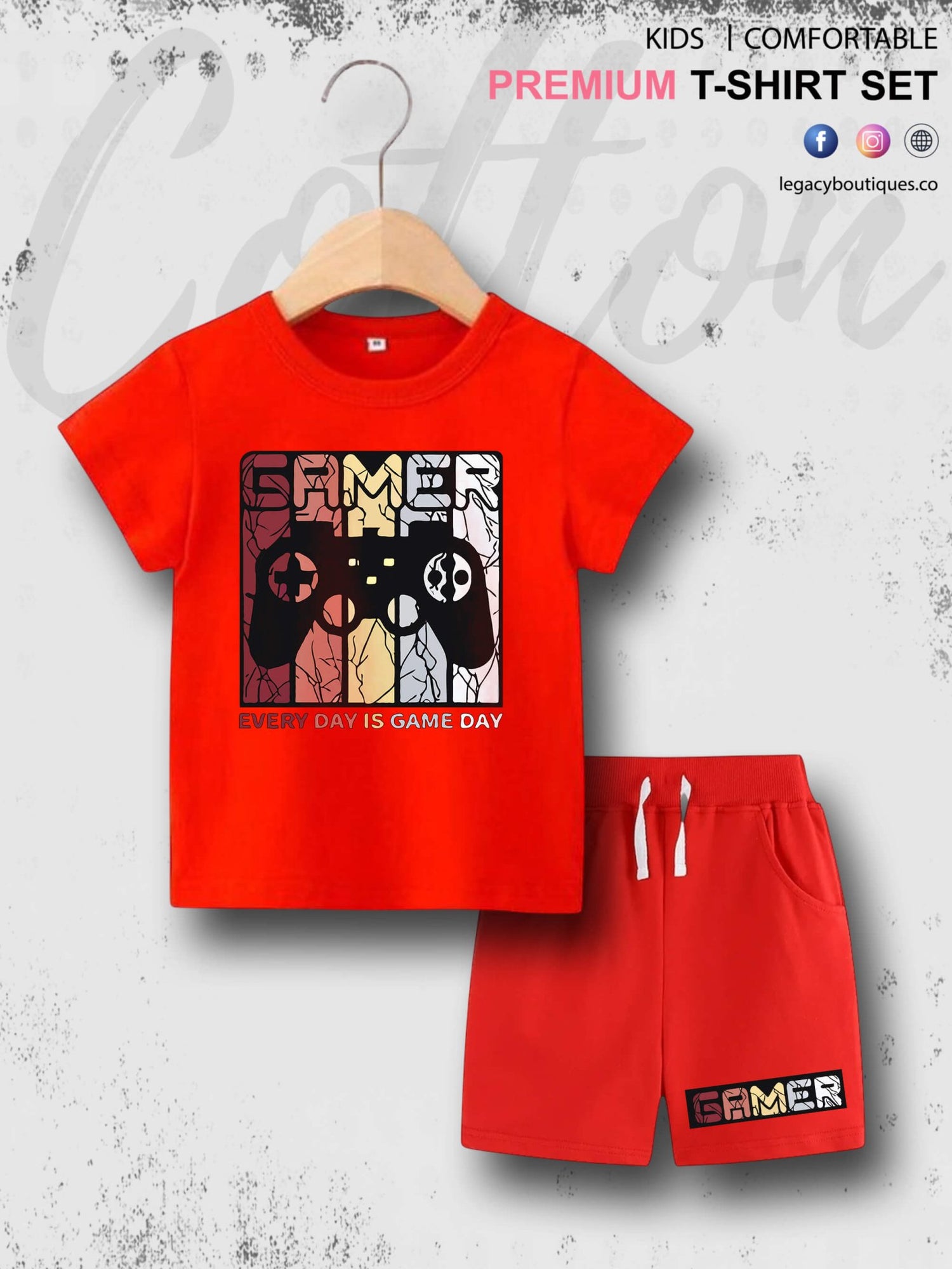 Gamer Kids Casual 6 Month To 6 Year Summer Time Babies T-shirt Set Legacy Boutiques Legacy Boutiques