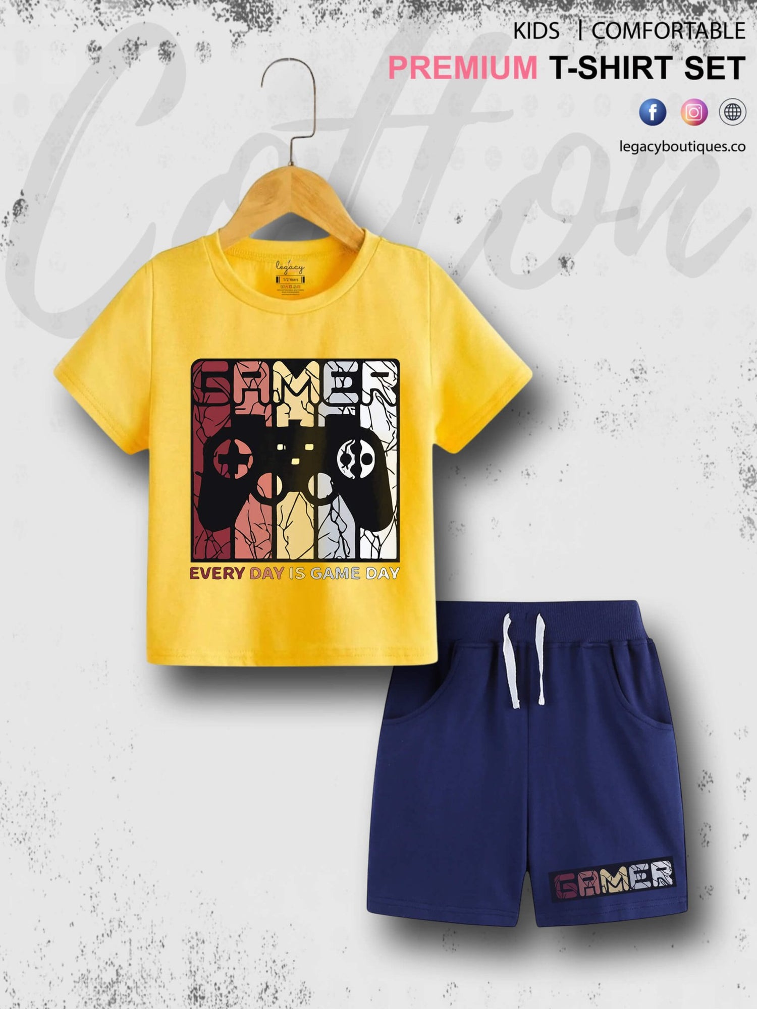 Gamer Kids Casual 6 Month To 6 Year Summer Time Babies T-shirt Set Legacy Boutiques Legacy Boutiques