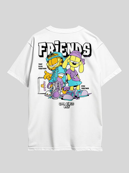 GARFIELD FRIENDS THAT SLAY TOGETHER STAY TOGETHER. GOOD VIBES ONLY Graphic Printed Drop Shoulder T-shirt Legacy Boutiques Bangladesh Legacy Boutiques Legacy Boutiques