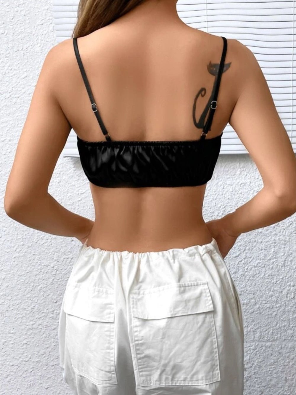 Garnet Black Satin Tube Top with Ruffle Edges Legacy Boutiques Legacy Boutiques