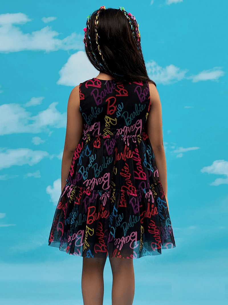 Girls Barbie Printed Double Layered Dress Legacy Boutiques Legacy Boutiques