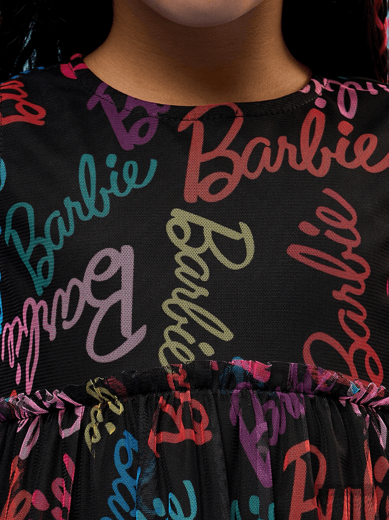 Girls Barbie Printed Double Layered Dress Legacy Boutiques Legacy Boutiques