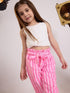 Girls Pink Striped Paperbag Pants - High - Waist Tie - Belt Summer Trousers Legacy Boutiques Legacy Boutiques