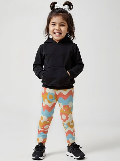 Girls Retro Groovy Floral Wave Leggings - 70s Inspired Multi - Color Tights Legacy Boutiques Legacy Boutiques