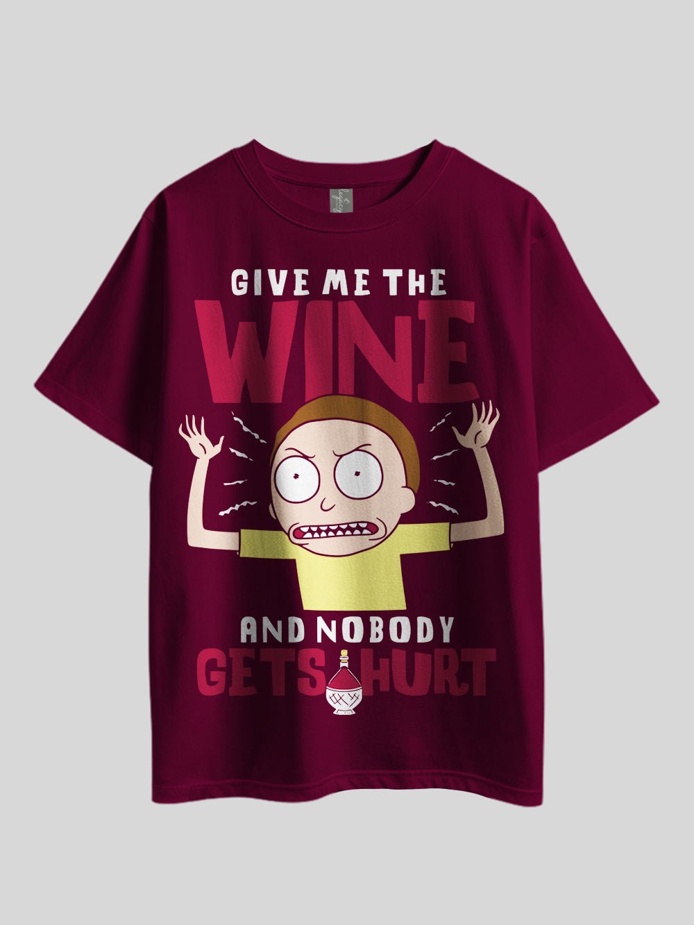"GIVE ME THE WINE AND NOBODY GETS HURT: Rick and Morty Smith" Printed Drop Shoulder T-shirt Legacy Boutiques Dhaka Legacy Boutiques Legacy Boutiques