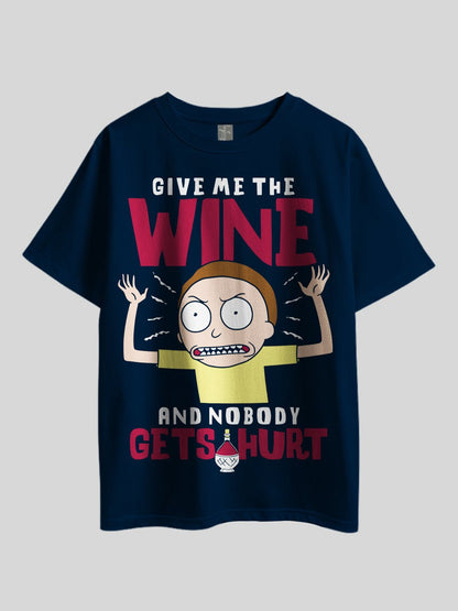 "GIVE ME THE WINE AND NOBODY GETS HURT: Rick and Morty Smith" Printed Drop Shoulder T-shirt Legacy Boutiques Dhaka Legacy Boutiques Legacy Boutiques