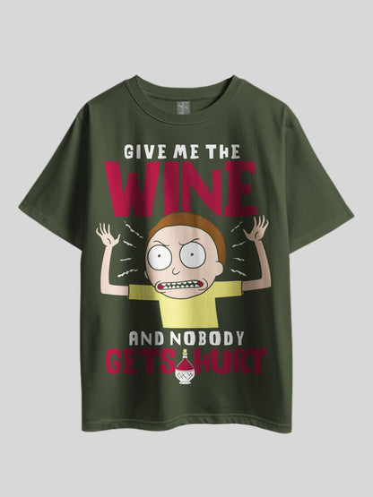"GIVE ME THE WINE AND NOBODY GETS HURT: Rick and Morty Smith" Printed Drop Shoulder T-shirt Legacy Boutiques Dhaka Legacy Boutiques Legacy Boutiques