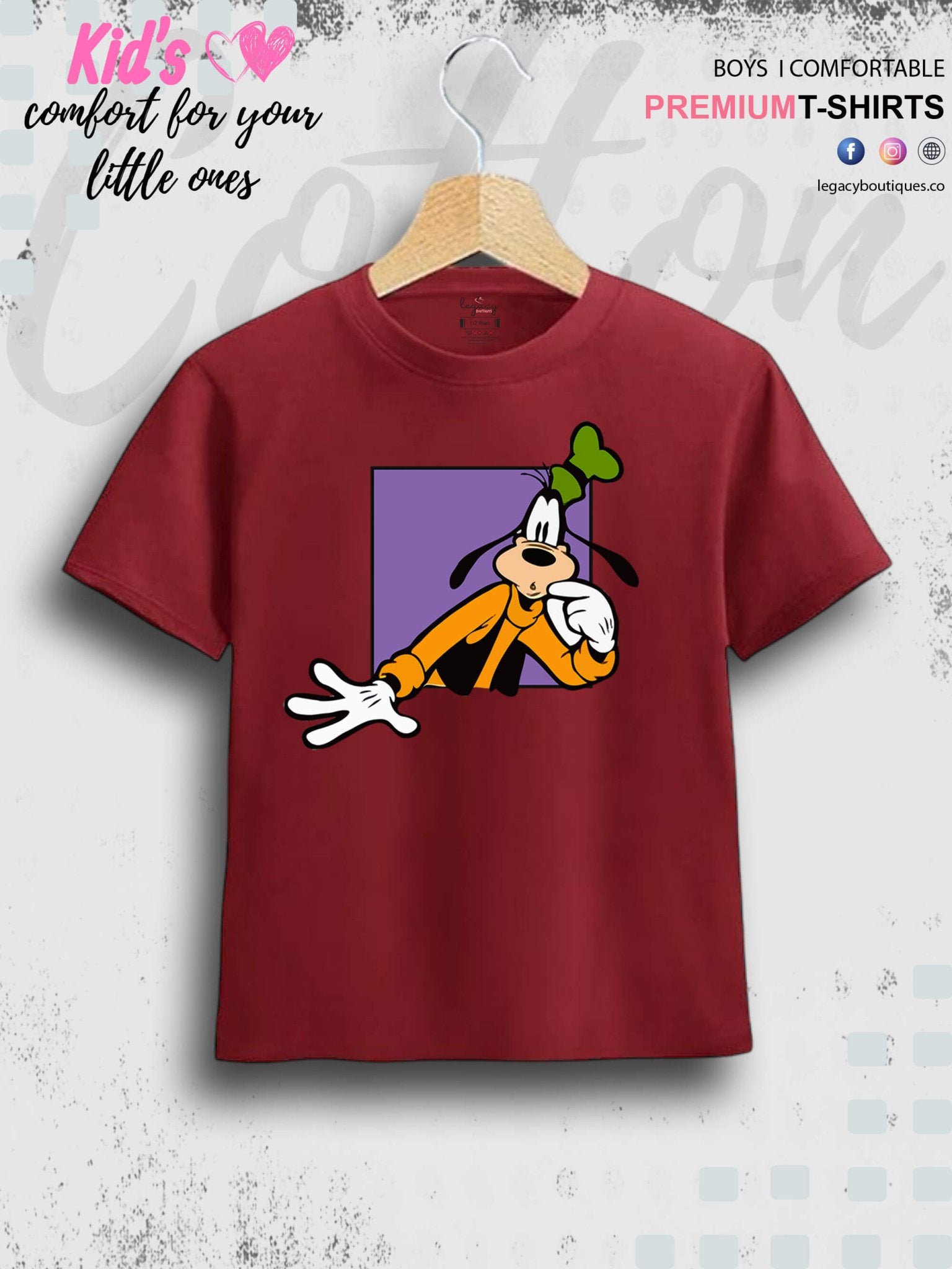 Goofy Dog Print 1 To 11 Year Boys Summer Time T-Shirt In Cheapest Price Only In Dhaka Legacy Boutiques Legacy Boutiques