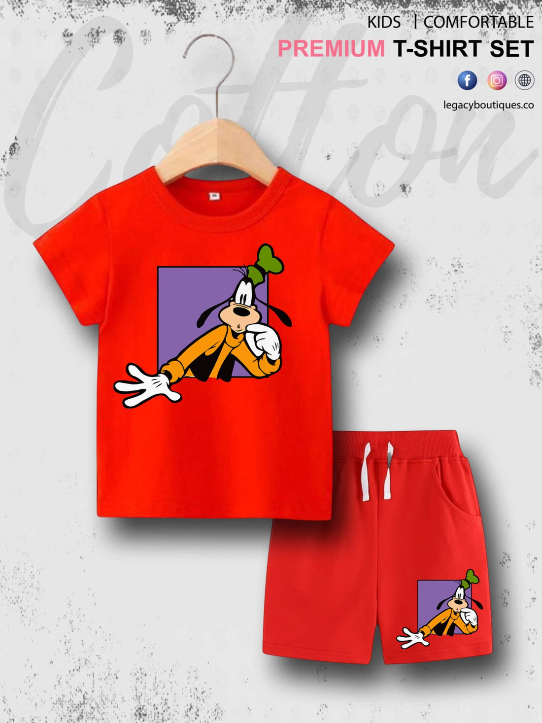 Goofy Dog Print 6 Month To 6 Year Babies T-shirt Set Legacy Boutiques Legacy Boutiques