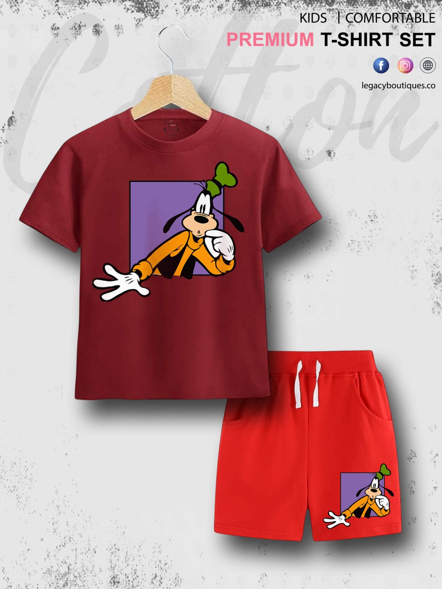 Goofy Dog Print 6 Month To 6 Year Babies T-shirt Set Legacy Boutiques Legacy Boutiques