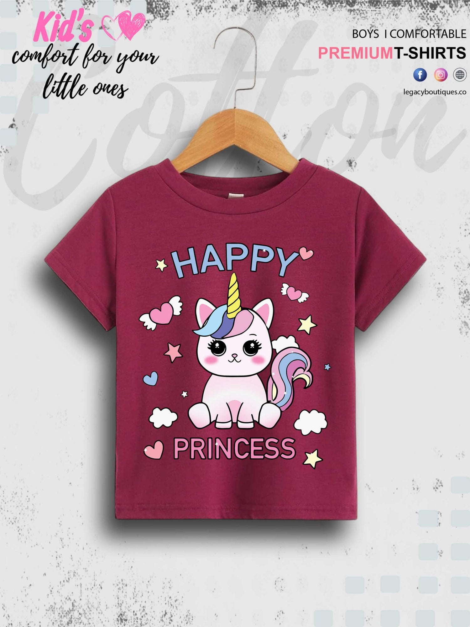 Happy Unicorn Printed 1 To 11 Year Girls Summer Time T-Shirt In Cheapest Price Only In Dhaka Legacy Boutiques Legacy Boutiques