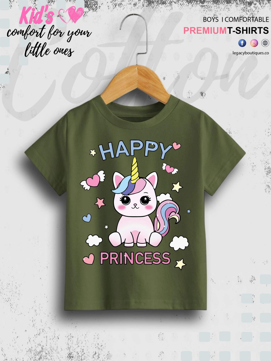 Happy Unicorn Printed 1 To 11 Year Girls Summer Time T-Shirt In Cheapest Price Only In Dhaka Legacy Boutiques Legacy Boutiques