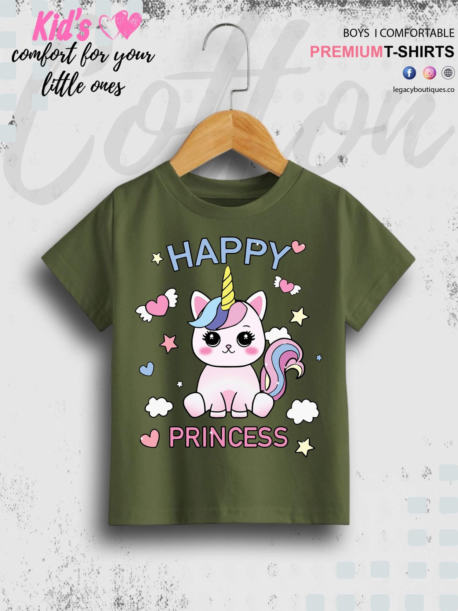 Happy Unicorn Printed 1 To 11 Year Girls Summer Time T-Shirt In Cheapest Price Only In Dhaka Legacy Boutiques Legacy Boutiques