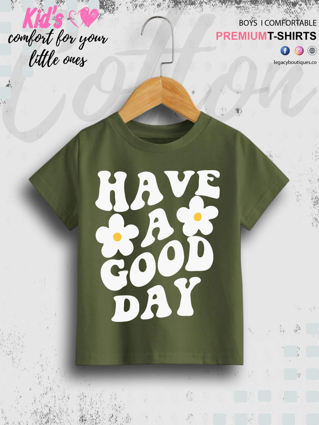 Have A Good Day Letter Print Casual Short Sleeve Girls T-Shirt Legacy Boutiques Legacy Boutiques