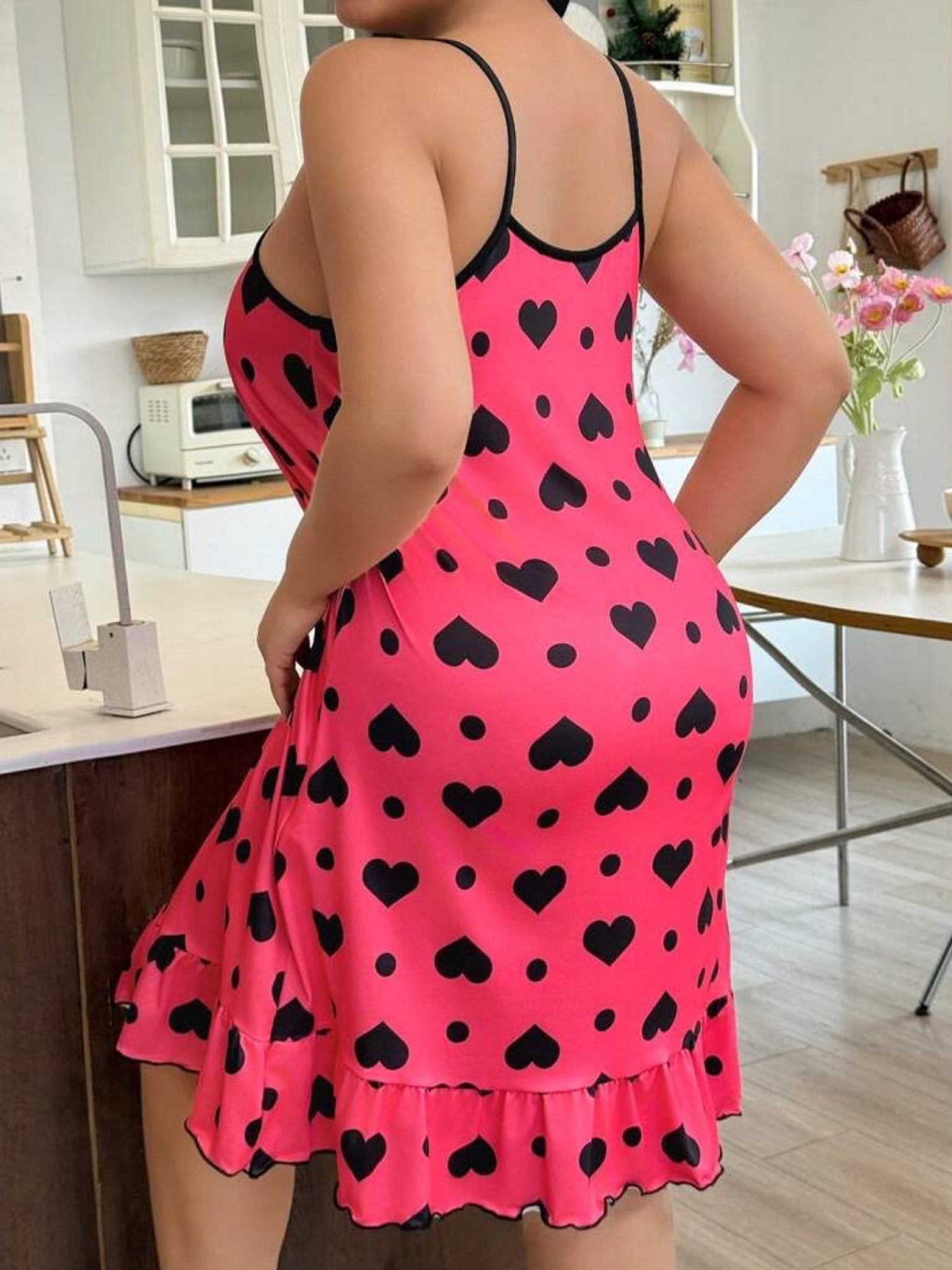 Heart Printed Ruffle Style Night Dress Legacy Boutiques Legacy Boutiques