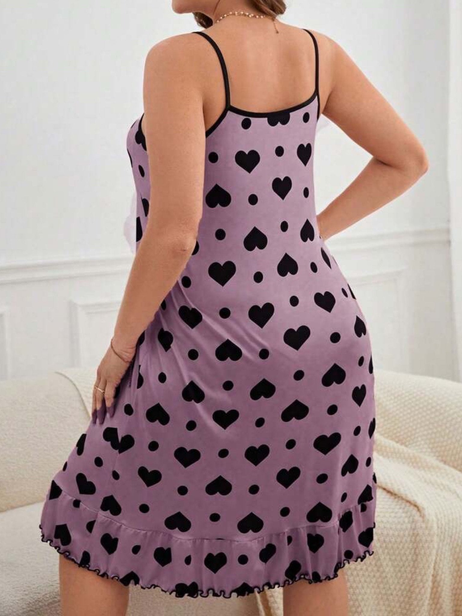 Heart Printed Ruffle Style Night Dress Legacy Boutiques Legacy Boutiques